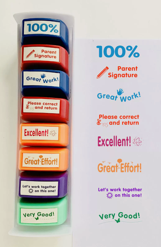 Pre-Inked Teacher Stamps – 8-Piece Grading Set | Winklebee