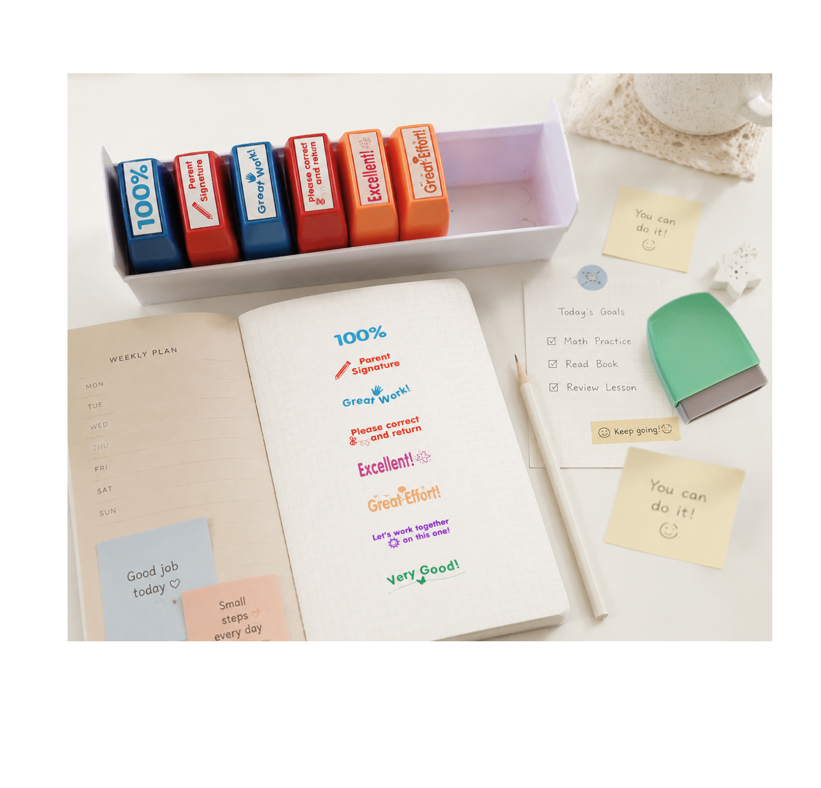 Pre-Inked Teacher Stamps – 8-Piece Grading Set | Winklebee